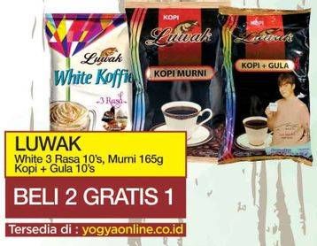 Promo Harga LUWAK White Koffie 3 Rasa/Kopi + Gula/Kopi Murni  - Yogya