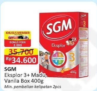 Promo Harga SGM Eksplor 3+ Susu Pertumbuhan Madu, Vanila 400 gr - Alfamart