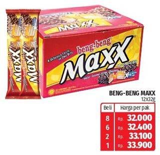 Promo Harga BENG-BENG Wafer Chocolate Maxx per 12 pcs 32 gr - Lotte Grosir