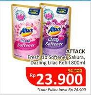 Promo Harga ATTACK Fresh Up Softener Sakura Blossom, Dazzling Lilac 800 ml - Alfamidi