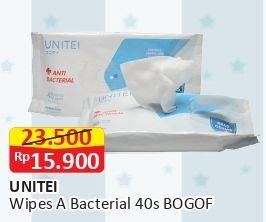 Promo Harga UNITEI Wet Tissue Anti Bacterial 40 pcs - Alfamart