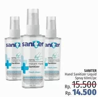 Promo Harga SANITER Hand Sanitizer Spray 60 ml - LotteMart