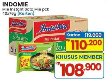 Promo Harga Indomie Mi Kuah Soto Mie per 40 pcs 70 gr - Indomaret