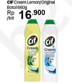 Promo Harga CIF Cream Pembersih Serbaguna Lemon, Original 660 gr - Carrefour