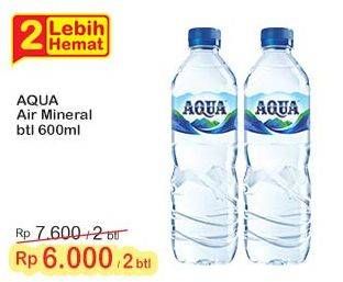 Promo Harga Aqua Air Mineral 600 ml - Indomaret