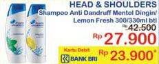 Promo Harga HEAD & SHOULDERS Shampoo Lemon Fresh, Menthol Dingin 300 ml - Indomaret