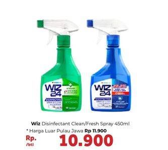 Promo Harga WIZ 24 Disinfecting Spray and Clean All Surface Clean, Fresh 450 ml - Carrefour