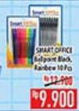 Promo Harga SMART OFFICE Balpoint Black, Rainbow 10 pcs - Hypermart