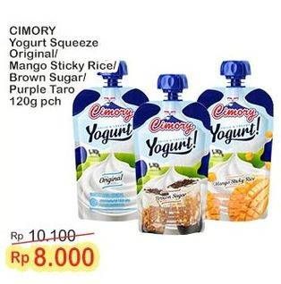 Promo Harga Cimory Squeeze Yogurt Original, Mango Sticky Rice, Brown Sugar, Purple Taro 120 gr - Indomaret