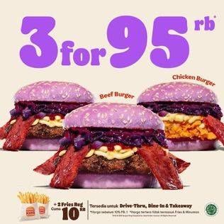 Promo Harga BURGER KING Burger Purple Seoul Chicken Burger, Purple Seoul Beef Burger  - Burger King