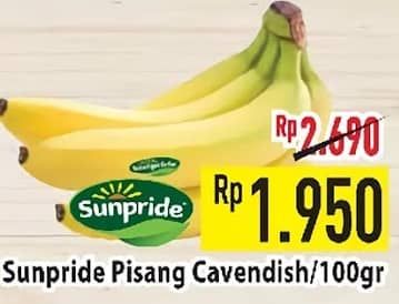 Promo Harga Sunpride Pisang Cavendish per 100 gr - Hypermart