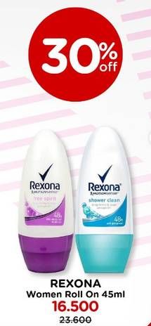 Promo Harga Rexona Deo Roll On Shower Clean, Free Spirit 45 ml - Watsons