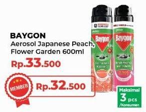 Promo Harga Baygon Insektisida Spray Japanese Peach, Flower Garden 600 ml - Yogya