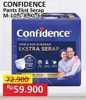 Promo Harga Confidence Adult Pants Slim & Fit Extra Absorb M10, L8, XL6 6 pcs - Alfamart