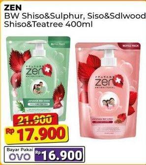 Promo Harga ZEN Anti Bacterial Body Wash Shiso Sulphur, Shiso Sandalwood, Shiso Tea Tree 400 ml - Alfamart