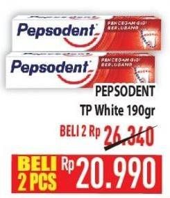 Promo Harga Pepsodent Pasta Gigi Pencegah Gigi Berlubang White 190 gr - Hypermart