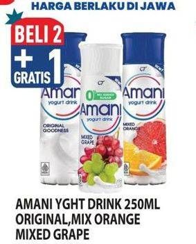 Promo Harga Amani Yoghurt Drink Mixed Grape, Mixed Orange, Original 250 ml - Hypermart