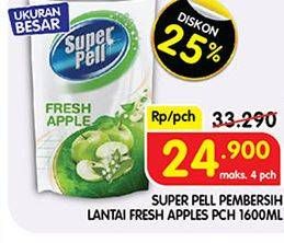 Promo Harga Super Pell Pembersih Lantai Fresh Apple 1600 ml - Superindo