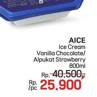Promo Harga Aice Sundae Vanilla Chocolate, Alpukat Strawberry 800 ml - LotteMart