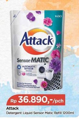 Promo Harga Attack Sensor Matic Detergent Liquid 1200 ml - TIP TOP