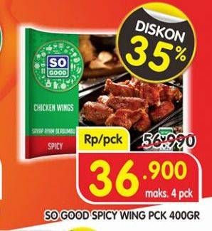 Promo Harga SO GOOD Spicy Wing 400 gr - Superindo