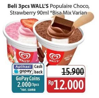 Promo Harga Walls Populaire Chocolate Vanilla, Strawberry Vanilla 90 ml - Alfamidi