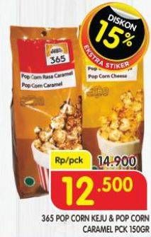 Promo Harga 365 Pop Corn Cheese, Caramel 150 gr - Superindo