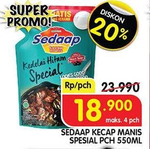 Promo Harga Sedaap Kecap Manis Kedelai Hitam Special 550 ml - Superindo
