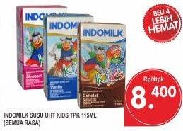 Promo Harga INDOMILK Susu UHT Kids All Variants per 4 pcs 115 ml - Superindo