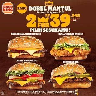 Promo Harga Burger King Burger  - Burger King