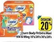 Promo Harga Charm Body Fit Extra Maxi Wing, NonWing 10 pcs - Hypermart