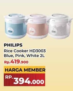 Promo Harga Philips HD3003/30 Rice Cooker 1.8L  - Yogya