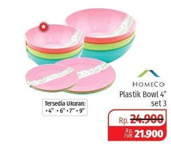 Promo Harga HOMECO Peralatan Makan Plastik Bowl 4" per 3 pcs - Lotte Grosir