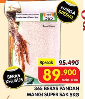 Promo Harga 365 Beras Pandan Wangi Super 5000 gr - Superindo