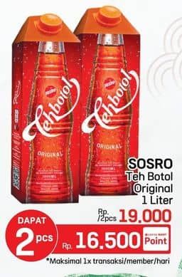 Promo Harga Sosro Teh Botol Original 1000 ml - LotteMart