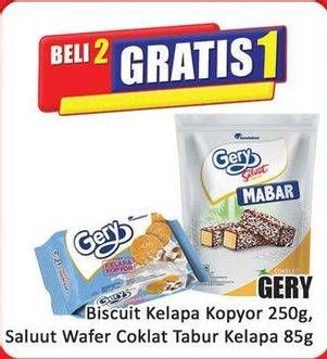 Promo Harga Gery Biscuit/Gery Wafer Saluut Mabar Cokelat Tabur Kelapa   - Hari Hari