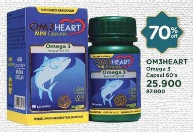 Promo Harga OM3HEART Fish Oil Omega 3 60 pcs - Watsons
