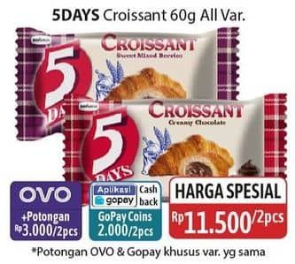 Promo Harga 5 Days Croissant All Variants 60 gr - Alfamidi