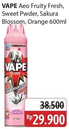 Promo Harga Fumakilla Vape Aerosol Fruity Fresh, Sweet Powder, Sakura Blossom, Orange 600 ml - Alfamidi