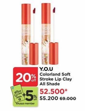 Promo Harga YOU Colorland Soft Stroke Lip Clay All Variants  - Watsons