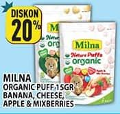 Promo Harga Milna Nature Puffs Organic Cheese, Banana, Apple Mix Berries 15 gr - Hypermart