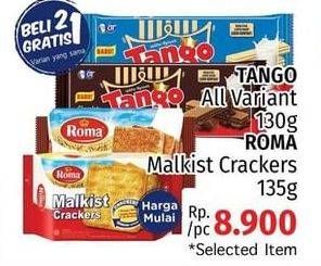 Promo Harga TANGO Wafer 130gr/ROMA Malkist Crackers 135gr  - LotteMart