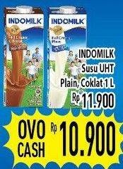 Promo Harga Indomilk Susu UHT Full Cream Plain, Cokelat 1000 ml - Hypermart