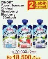 Promo Harga CIMORY Squeeze Yogurt Blueberry, Original, Strawberry 120 gr - Indomaret