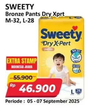 Promo Harga Sweety Bronze Pants Dry X-Pert M32, L28 28 pcs - Alfamart