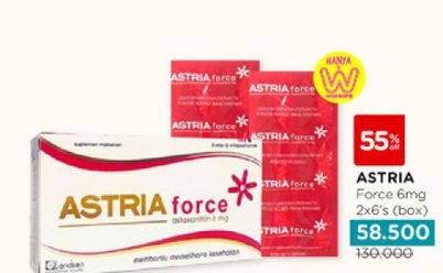 Promo Harga Astria Force Axtaxanthine 6 mg 6 pcs - Watsons