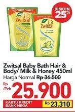 Promo Harga ZWITSAL Natural Baby Bath 2 In 1 Hair Body, Milky With Rich Honey 450 ml - Carrefour