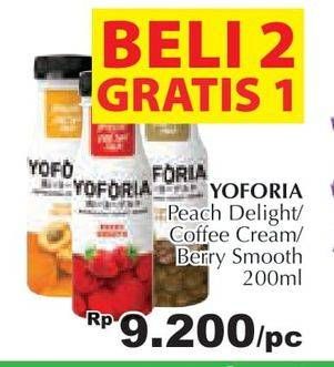 Promo Harga YOFORIA Yoghurt Coffe Cream, Peach Delight, Berry Smooth 200 ml - Giant