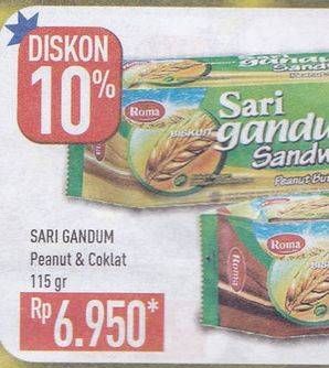 Promo Harga ROMA Sari Gandum Peanut, Coklat 115 gr - Hypermart