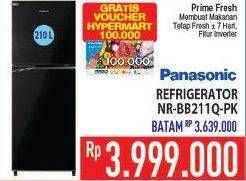 Promo Harga PANASONIC NR-BB211Q | Refrigerator 2 Door 210 ltr - Hypermart